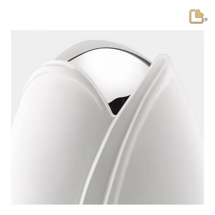 LoveUrns Rings Tulip Standard Adult Urn White Polished Silver