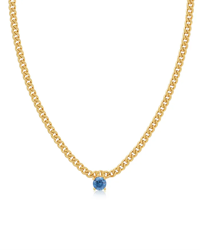 Luv Aj Bardot Stud Necklace Blue Sapphire Gold Necklaces