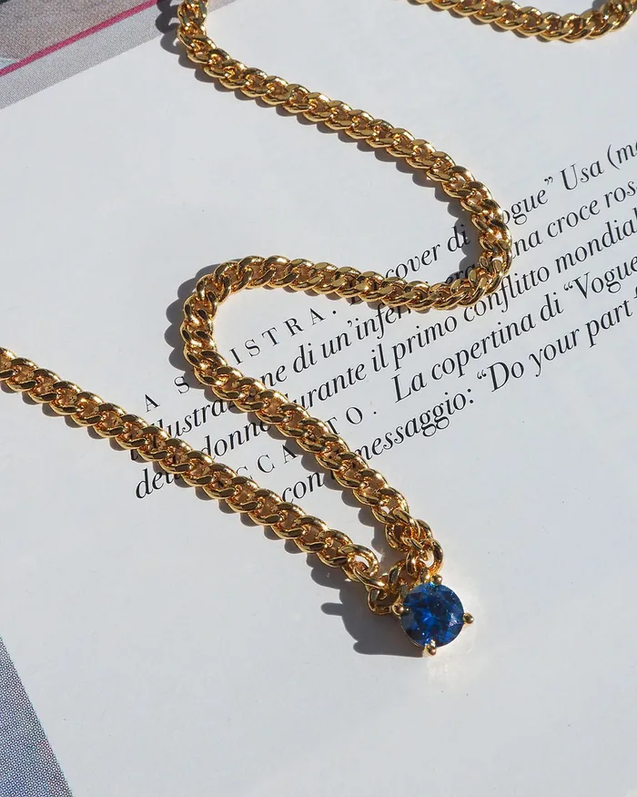 Luv Aj Bardot Stud Necklace Blue Sapphire Gold Necklaces Luv Aj Bardot Stud Necklace Blue Sapphire Gold Necklaces