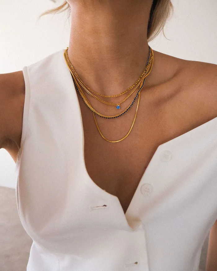 Luv Aj Bardot Stud Necklace Blue Sapphire Gold Necklaces Luv Aj Bardot Stud Necklace Blue Sapphire Gold Necklaces