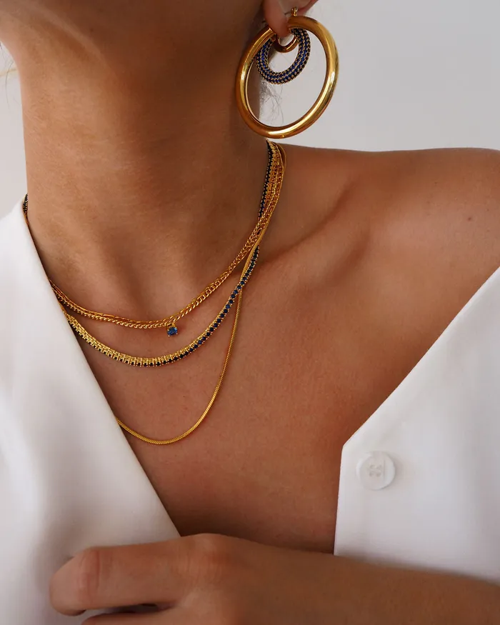 Luv Aj Bardot Stud Necklace Blue Sapphire Gold Necklaces Luv Aj Bardot Stud Necklace Blue Sapphire Gold Necklaces
