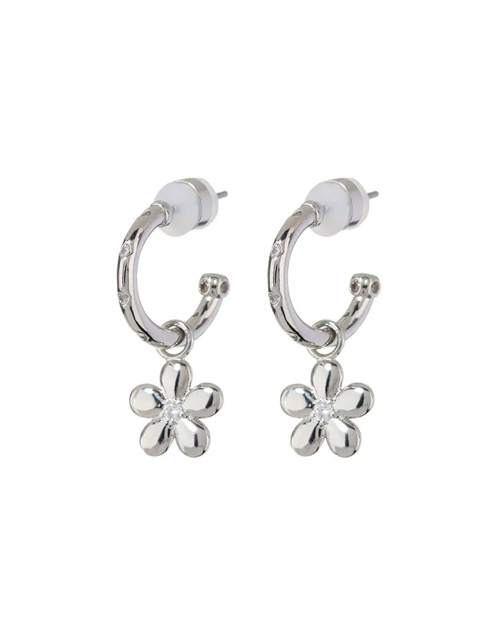Luv Aj Diamonte Daisy Hoops Silver Rings