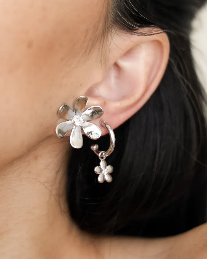 Luv Aj Diamonte Daisy Hoops Silver Rings