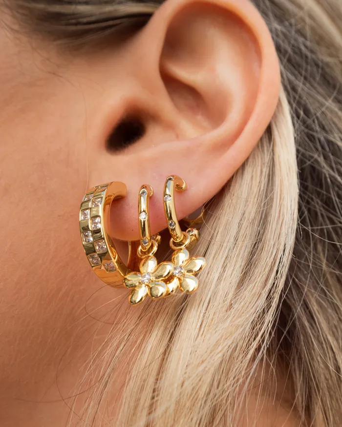 Luv Aj Diamonte Daisy Hoops Silver Rings