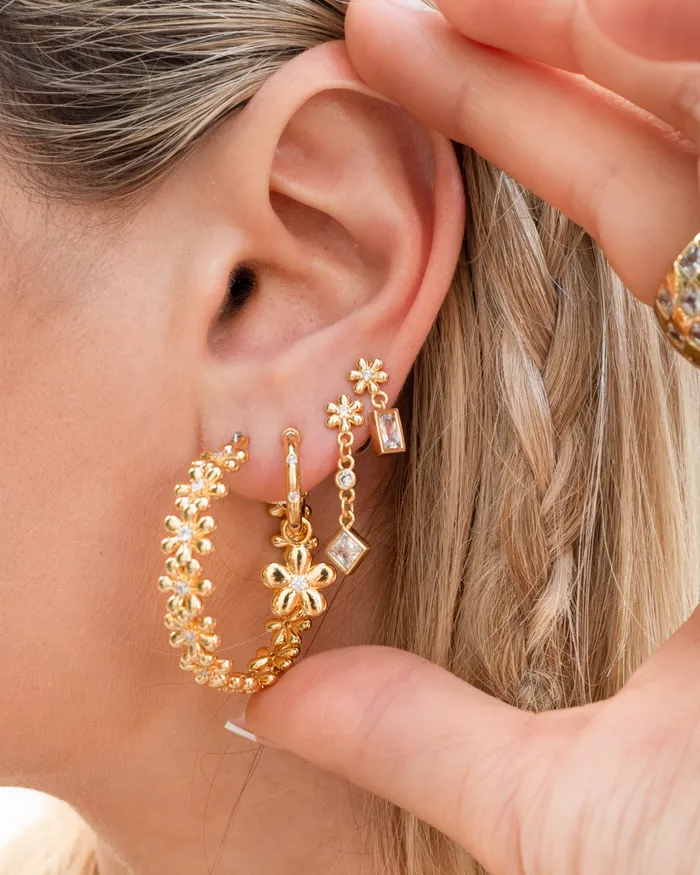 Luv Aj Diamonte Daisy Hoops Silver Rings