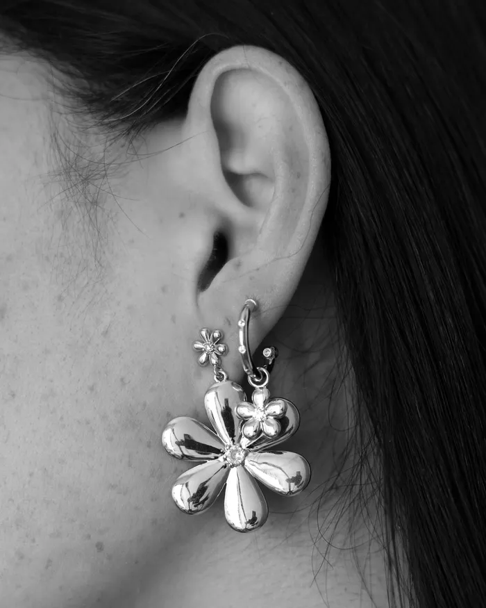 Luv Aj Diamonte Daisy Hoops Silver Rings