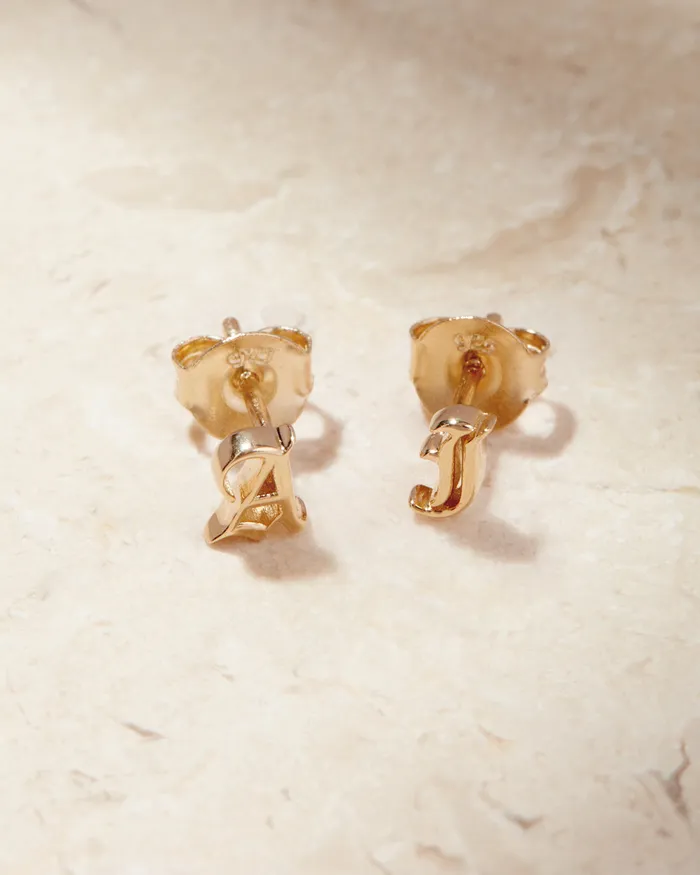 Luv Aj Fine Earrings The Initial Stud Earrings Old English