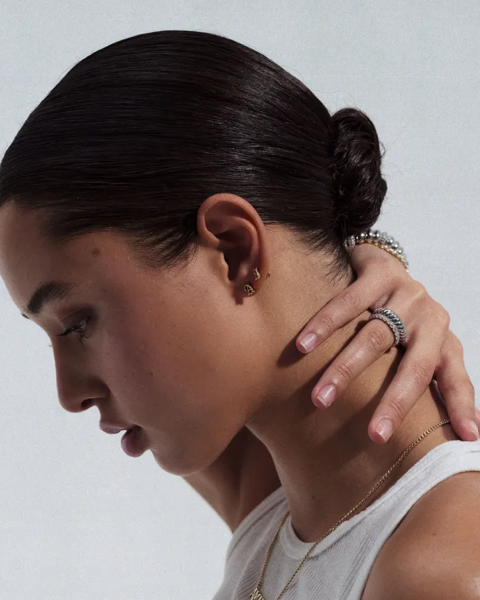 Luv Aj Fine Earrings The Initial Stud Earrings Old English