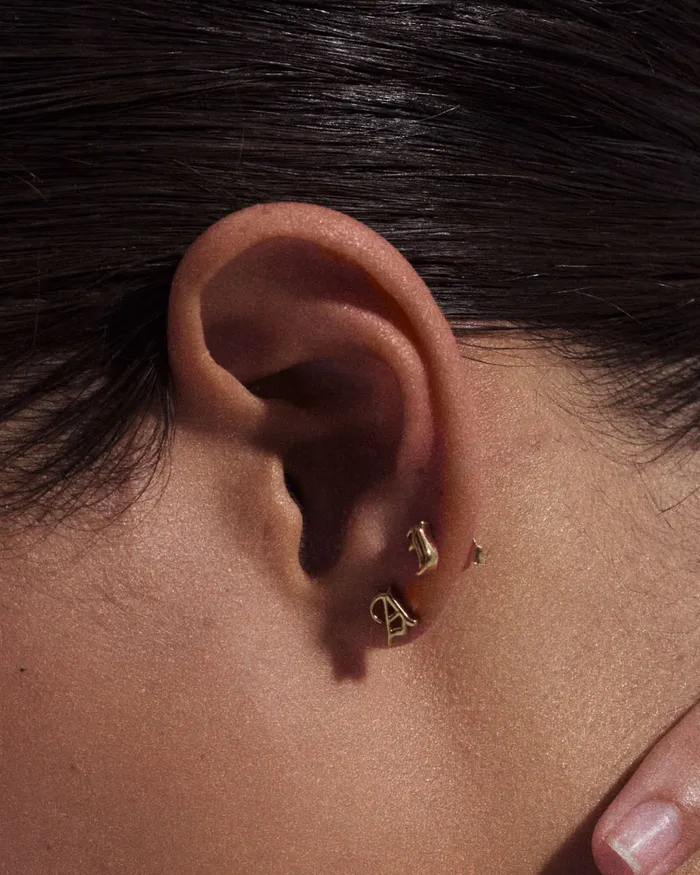 Luv Aj Fine Earrings The Initial Stud Earrings Old English