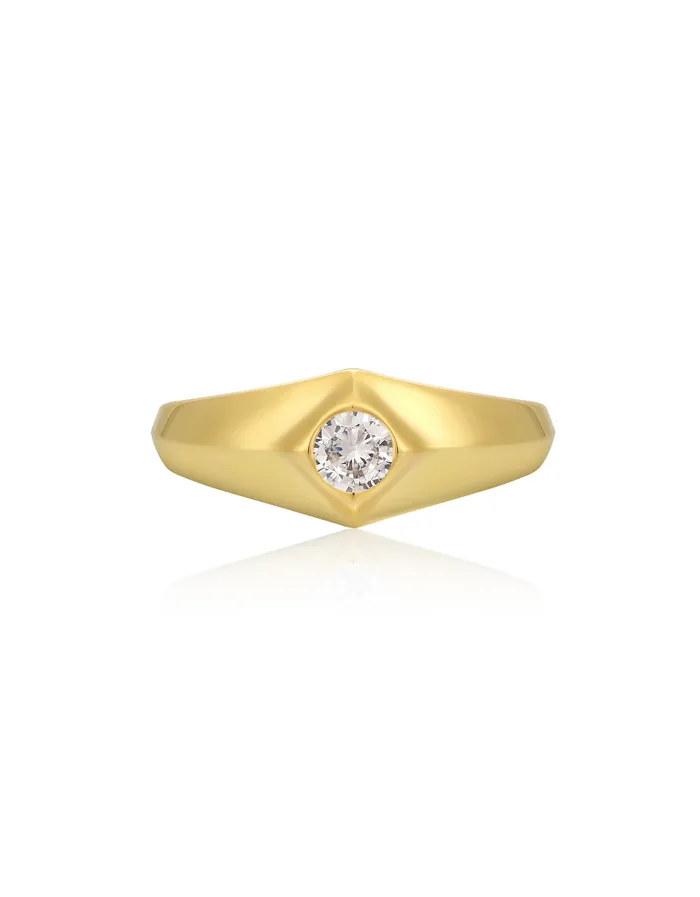 Luv Aj Pyramid Stud Signet Ring Gold Rings