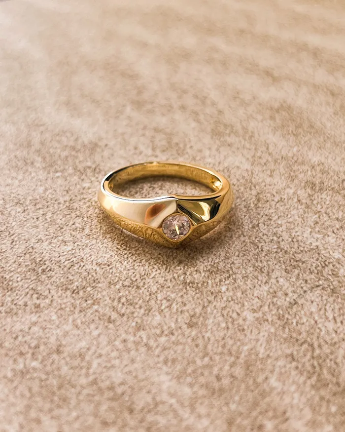 Luv Aj Pyramid Stud Signet Ring Gold Rings