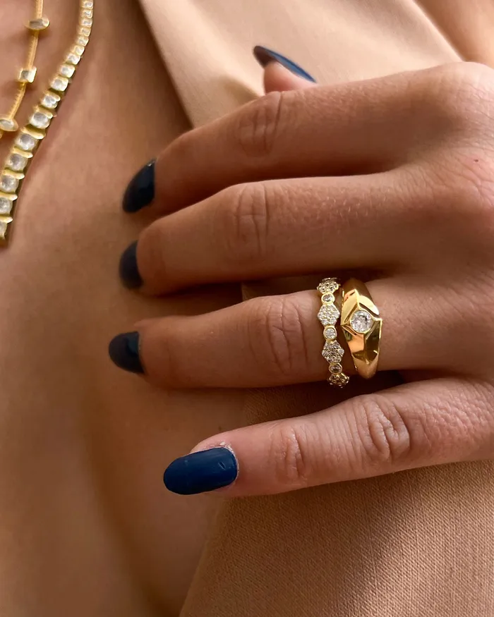 Luv Aj Pyramid Stud Signet Ring Gold Rings