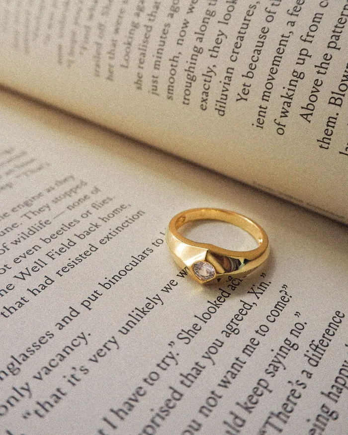Luv Aj Pyramid Stud Signet Ring Gold Rings