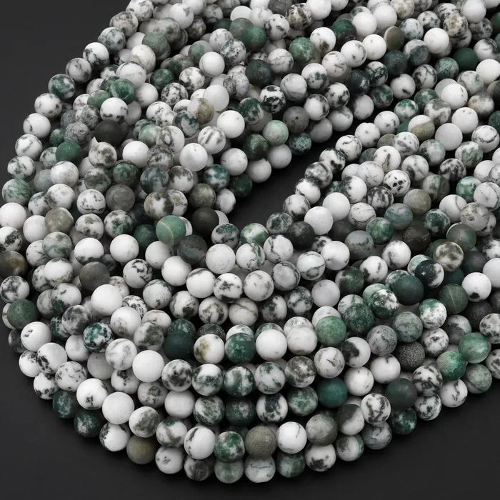 Matte Natural Green Tree Agate 6mm 8mm 10mm Round Beads 155 Strand Intrinsic Trading Necklaces
