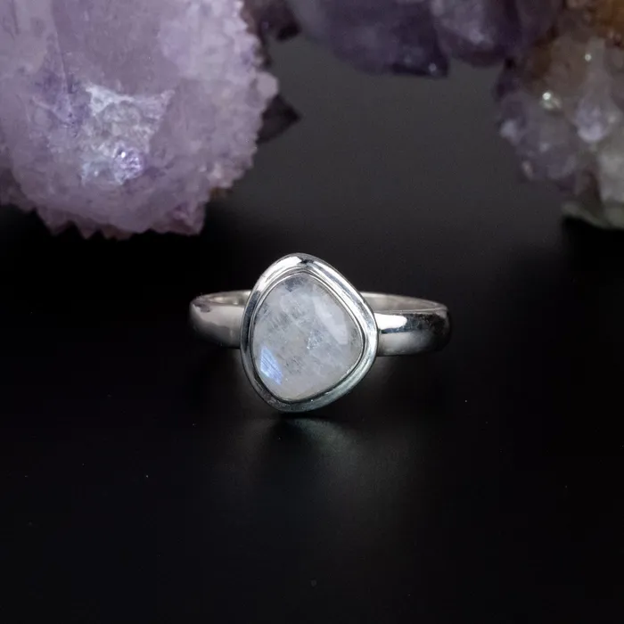 Moonstone Ring 10x9mm Size 9 925 Silver InnerVision Crystals Rings