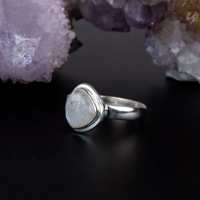 Moonstone Ring 10x9mm Size 9 925 Silver InnerVision Crystals Rings