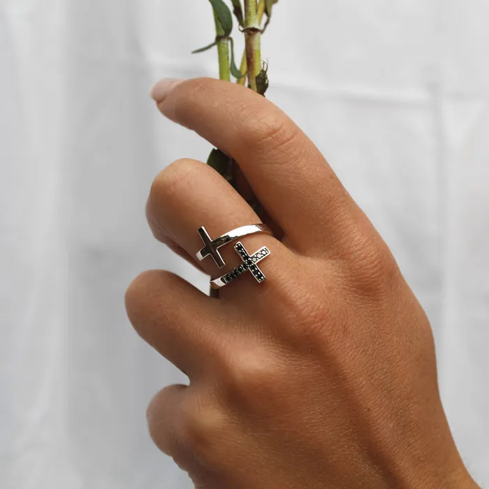 My Saint My Hero Rings Pillar of Faith Ring Black Diamonds