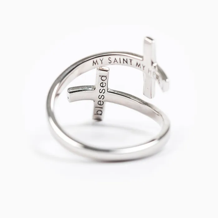 My Saint My Hero Rings Pillar of Faith Ring Black Diamonds