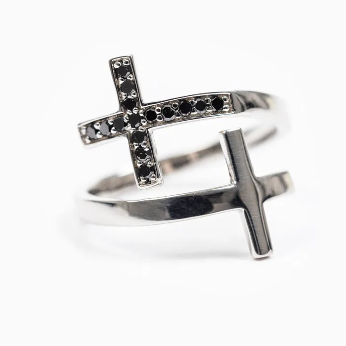 My Saint My Hero Rings Pillar of Faith Ring Black Diamonds