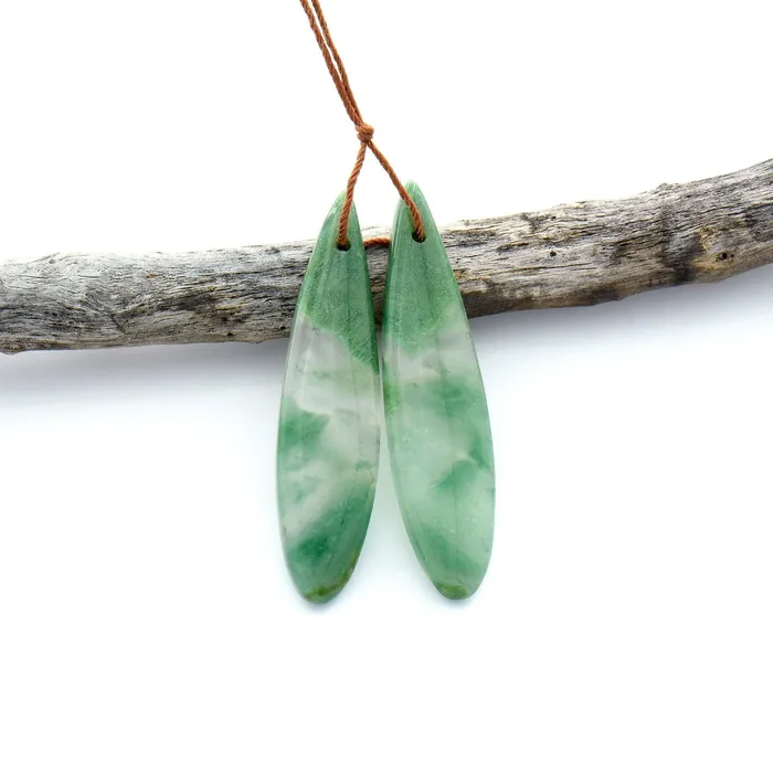 Natural African Green Jade Earring Drilled Gemstone Teardrop Matched Bead Pair OP2529 Intrinsic Trading Earrings Natural African Green Jade Earring Drilled Gemstone Teardrop Matched Bead Pair OP2529 Intrinsic Trading Earrings