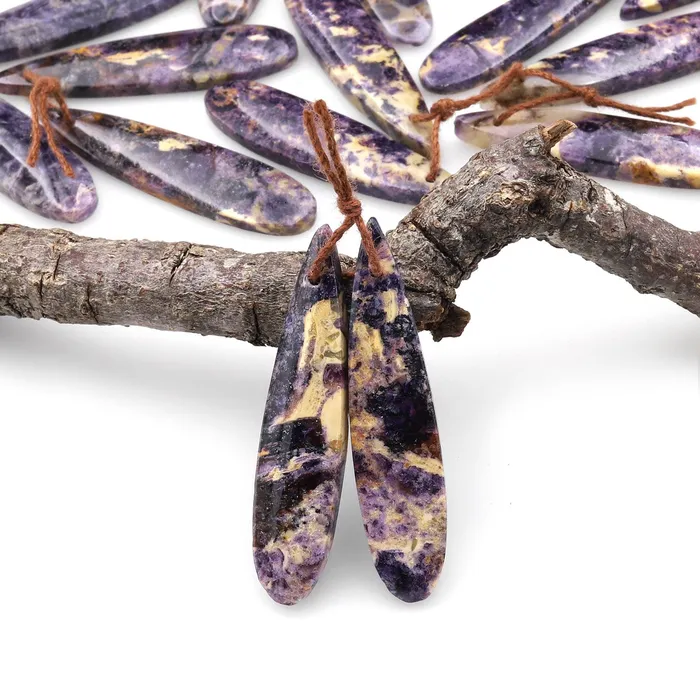 Natural African Petrified Purple Opal Earring Pair Matched Long Slender Teardrop Gemstone Beads A4 Intrinsic Trading Earrings Natural African Petrified Purple Opal Earring Pair Matched Long Slender Teardrop Gemstone Beads A4 Intrinsic Trading Earrings