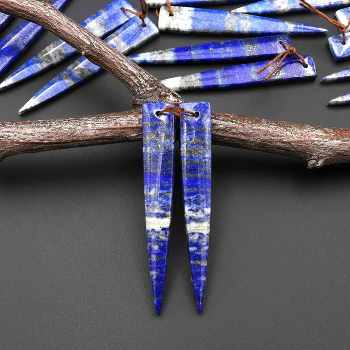 Natural Blue Lapis Earring Pair Modern Long Dagger Triangle Matched Gemstone Beads A1 Intrinsic Trading Earrings Natural Blue Lapis Earring Pair Modern Long Dagger Triangle Matched Gemstone Beads A1 Intrinsic Trading Earrings