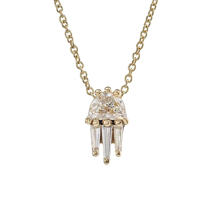 Necklaces ARTEMER Half Moon Diamond and Gold Necklace The Moon Beam