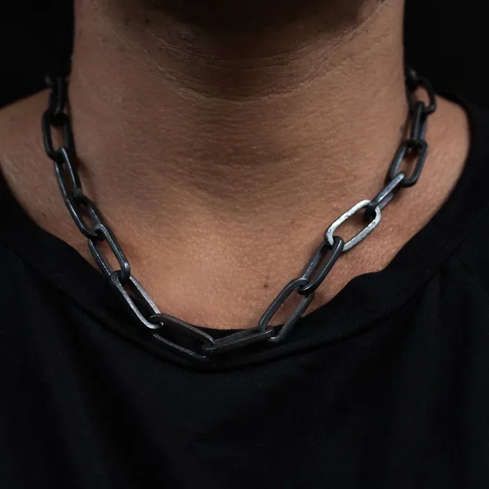 Necklaces BIG CHAIN LINK NECKLACE OXIDIZED 925 STERLING Jess Zabala Jewelry