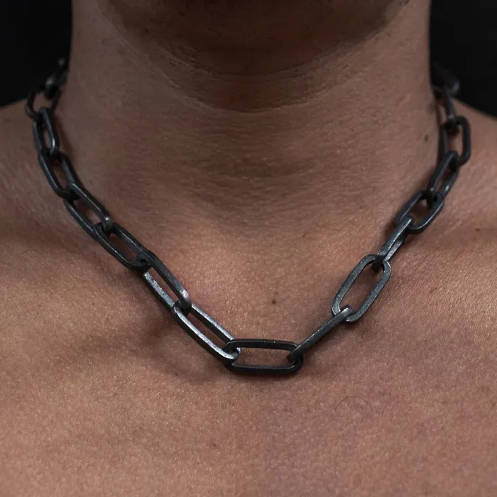Necklaces BIG CHAIN LINK NECKLACE OXIDIZED 925 STERLING Jess Zabala Jewelry