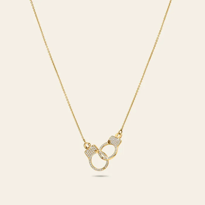 Necklaces Hand crafted in 18k yellow gold and set with 100 highquality round brilliant cut diamonds Love Lockdown Interlocking Diamond Necklace Necklaces Hand crafted in 18k yellow gold and set with 100 highquality round brilliant cut diamonds Love Lockdown Interlocking Diamond Necklace