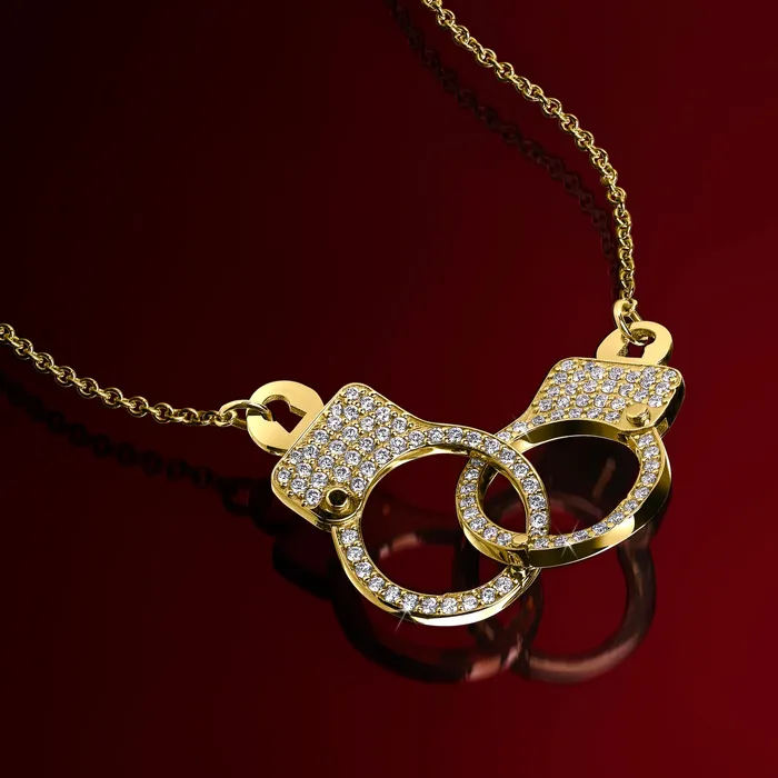 Necklaces Hand crafted in 18k yellow gold and set with 100 highquality round brilliant cut diamonds Love Lockdown Interlocking Diamond Necklace