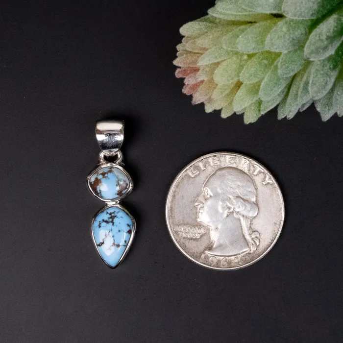 Necklaces InnerVision Crystals Golden Hill Turquoise Pendant 308 g 30x9mm 925 Silver