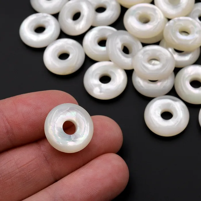 Necklaces Intrinsic Trading AAA Natural White Mother of Pearl Donut Pendant 15mm Necklaces Intrinsic Trading AAA Natural White Mother of Pearl Donut Pendant 15mm
