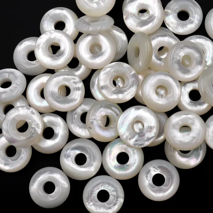 Necklaces Intrinsic Trading AAA Natural White Mother of Pearl Donut Pendant 15mm