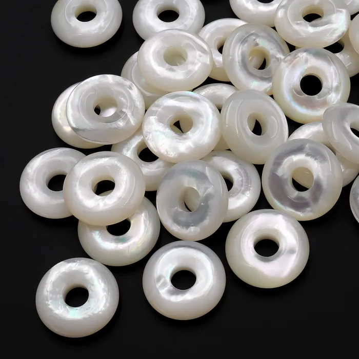 Necklaces Intrinsic Trading AAA Natural White Mother of Pearl Donut Pendant 15mm