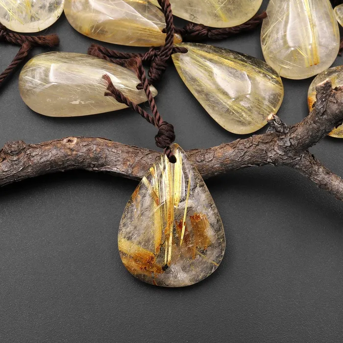 Necklaces Intrinsic Trading Natural Golden Rutilated Rutile Quartz Teardrop Pendant A2 Necklaces Intrinsic Trading Natural Golden Rutilated Rutile Quartz Teardrop Pendant A2