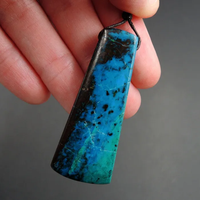 Necklaces Intrinsic Trading Parrot Wing Chrysocolla Pendant Sill Drilled Natural Chrysocolla Stone From Mexico Trapezoid Pendant Bead One of a Kind Pendant P1441