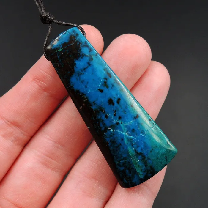 Necklaces Intrinsic Trading Parrot Wing Chrysocolla Pendant Sill Drilled Natural Chrysocolla Stone From Mexico Trapezoid Pendant Bead One of a Kind Pendant P1441