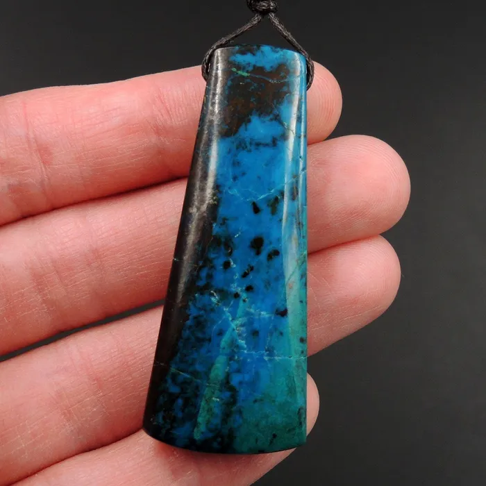 Necklaces Intrinsic Trading Parrot Wing Chrysocolla Pendant Sill Drilled Natural Chrysocolla Stone From Mexico Trapezoid Pendant Bead One of a Kind Pendant P1441