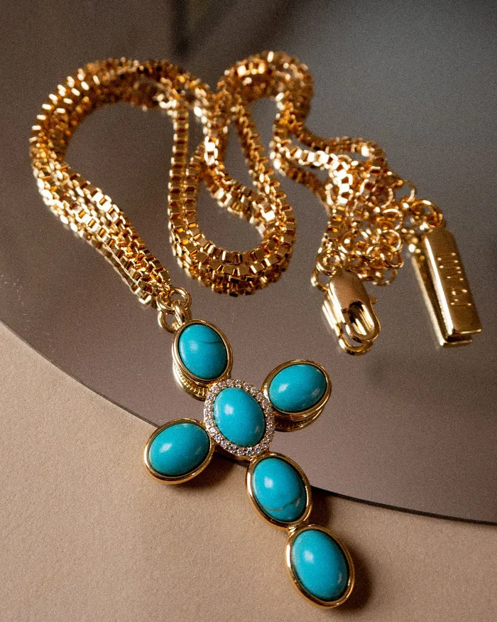 Necklaces Luv Aj Turquoise Cross Necklace Silver Necklaces Luv Aj Turquoise Cross Necklace Silver
