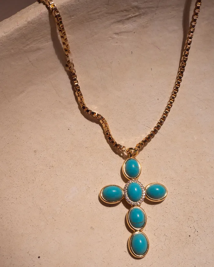Necklaces Luv Aj Turquoise Cross Necklace Silver Necklaces Luv Aj Turquoise Cross Necklace Silver