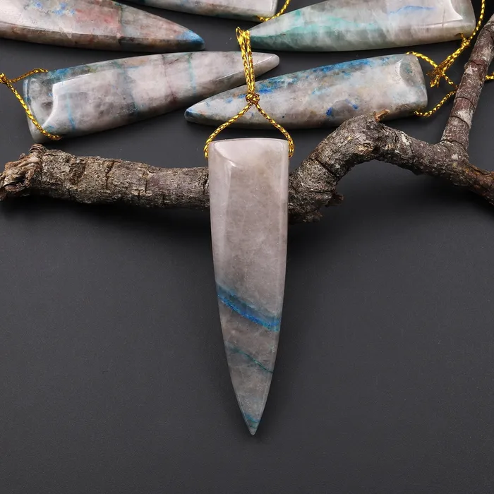 Necklaces Natural Chrysocolla in Quartz Pendant from Arizona Long Dagger Arrow Side Drilled Focal Bead Stone A6 Intrinsic Trading Necklaces Natural Chrysocolla in Quartz Pendant from Arizona Long Dagger Arrow Side Drilled Focal Bead Stone A6 Intrinsic Trading