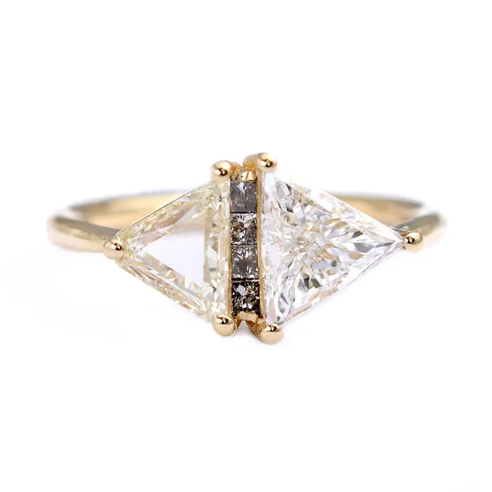 One Carat Trillion Cut Diamond Engagement Ring Fancy Yellow Rhombus Diamond Ring ARTEMER Rings One Carat Trillion Cut Diamond Engagement Ring Fancy Yellow Rhombus Diamond Ring ARTEMER Rings