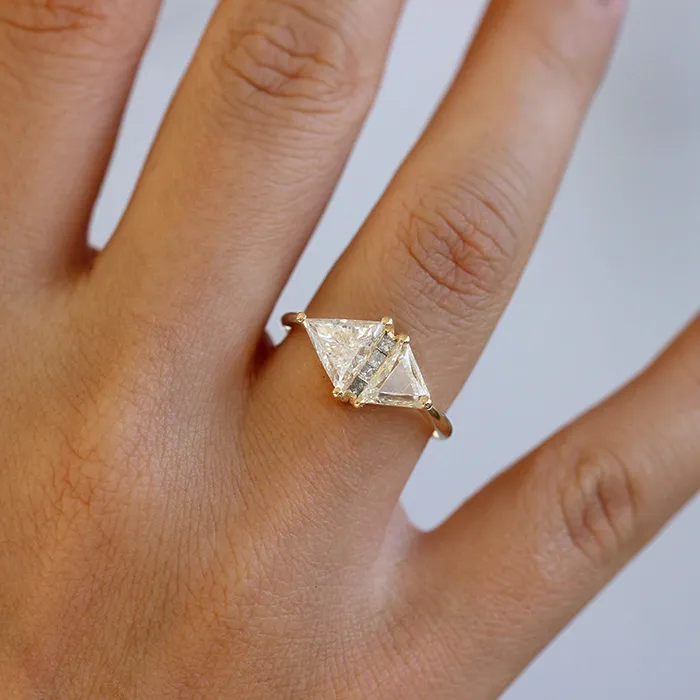 One Carat Trillion Cut Diamond Engagement Ring Fancy Yellow Rhombus Diamond Ring ARTEMER Rings