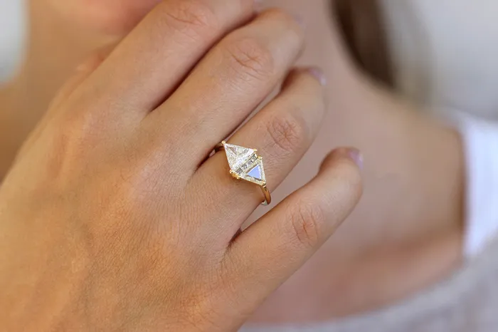 One Carat Trillion Cut Diamond Engagement Ring Fancy Yellow Rhombus Diamond Ring ARTEMER Rings