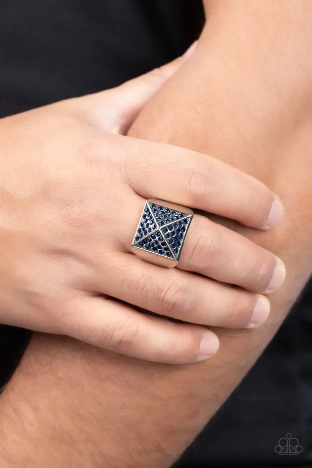 Pyramidal Powerhouse Blue Paparazzi Ring All Eyes On U Jewelry Paparazzi Accessories Rings