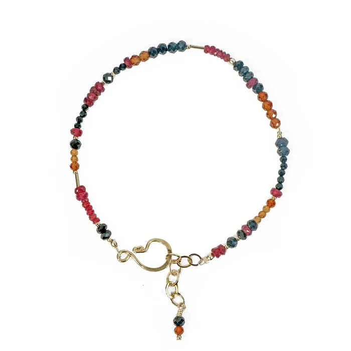 Q Evon Gold Gemstone Bracelet with Spinel Hessonite Ruby Bracelets