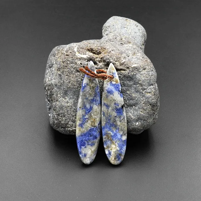 Rare Afghanite Blue Sodalite in Calcite Earring Pair Teardrop Matched Bead Intrinsic Trading Earrings Rare Afghanite Blue Sodalite in Calcite Earring Pair Teardrop Matched Bead Intrinsic Trading Earrings