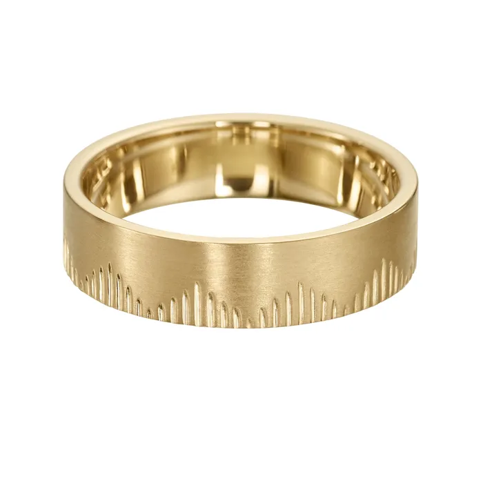 Rings ARTEMER Matte Gold Pyramid Engraved Full Eternity Wedding Band