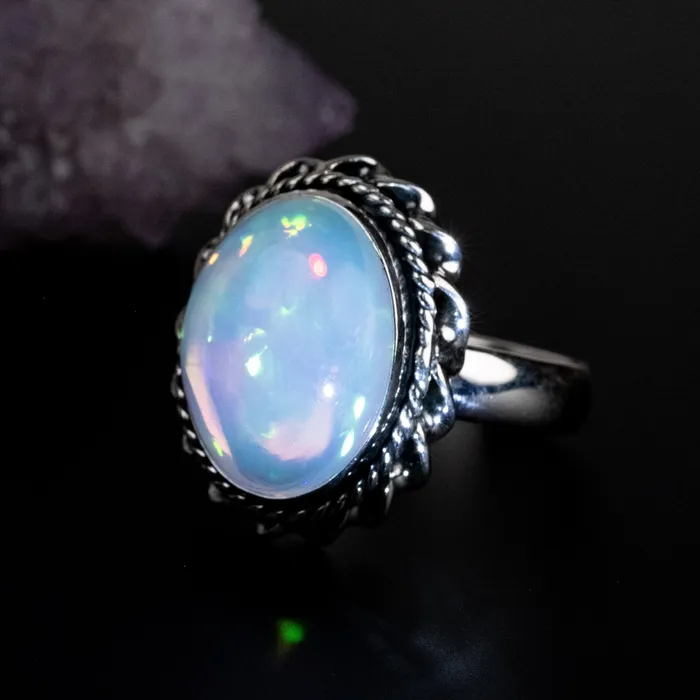 Rings InnerVision Crystals Ethiopian Opal Ring 16x12mm Size 10 925 Silver
